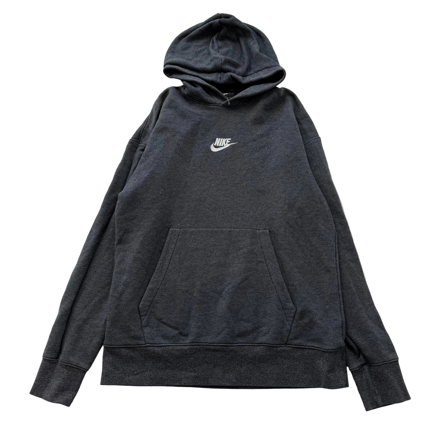 Nike Men's Gray Pullover Hoodie Long Sleeve Pocket Swoosh Logo Casual Y2k Size M