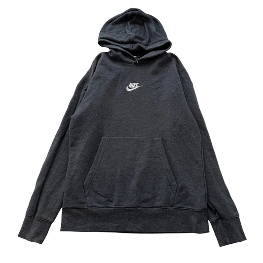 Nike Men's Gray Pullover Hoodie Long Sleeve Pocket Swoosh Logo Casual Y2k Size M