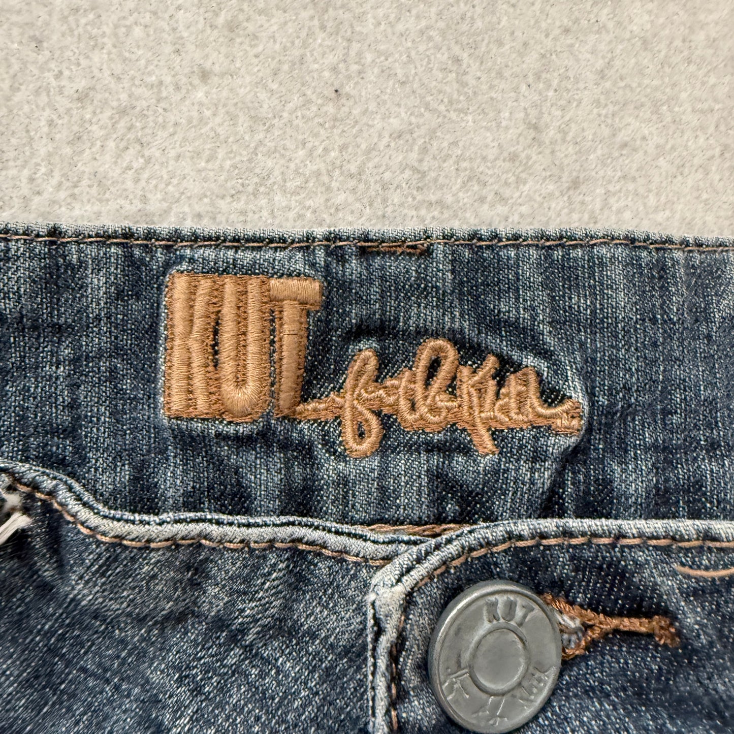 KUT From The Kloth Women's Blue Flared Denim Jeans Flap Back Pockets Size W32