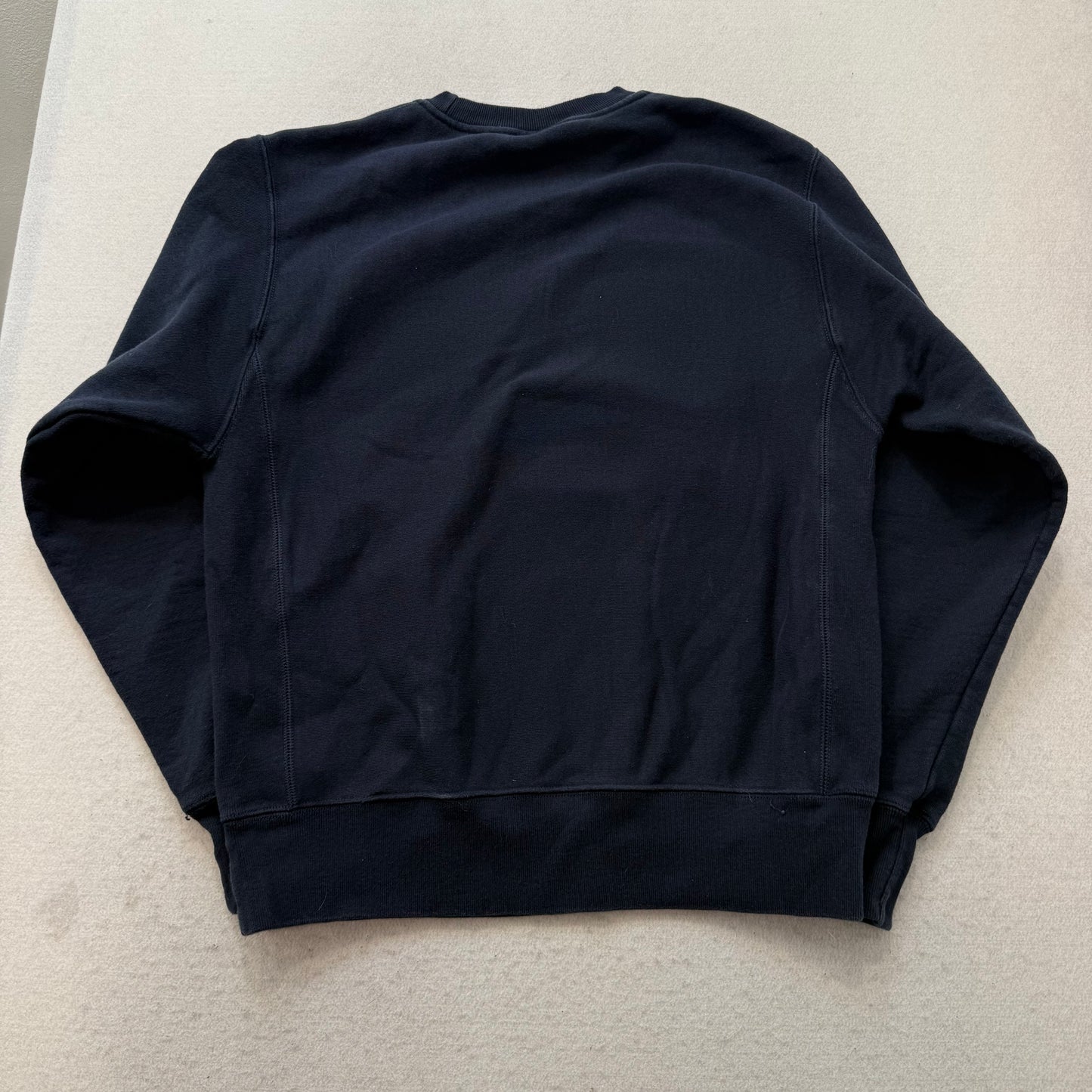 Champions Men's Navy Blue Cotton Boxy Fit Sweatshirt Crewneck Graphic Y2K Size M