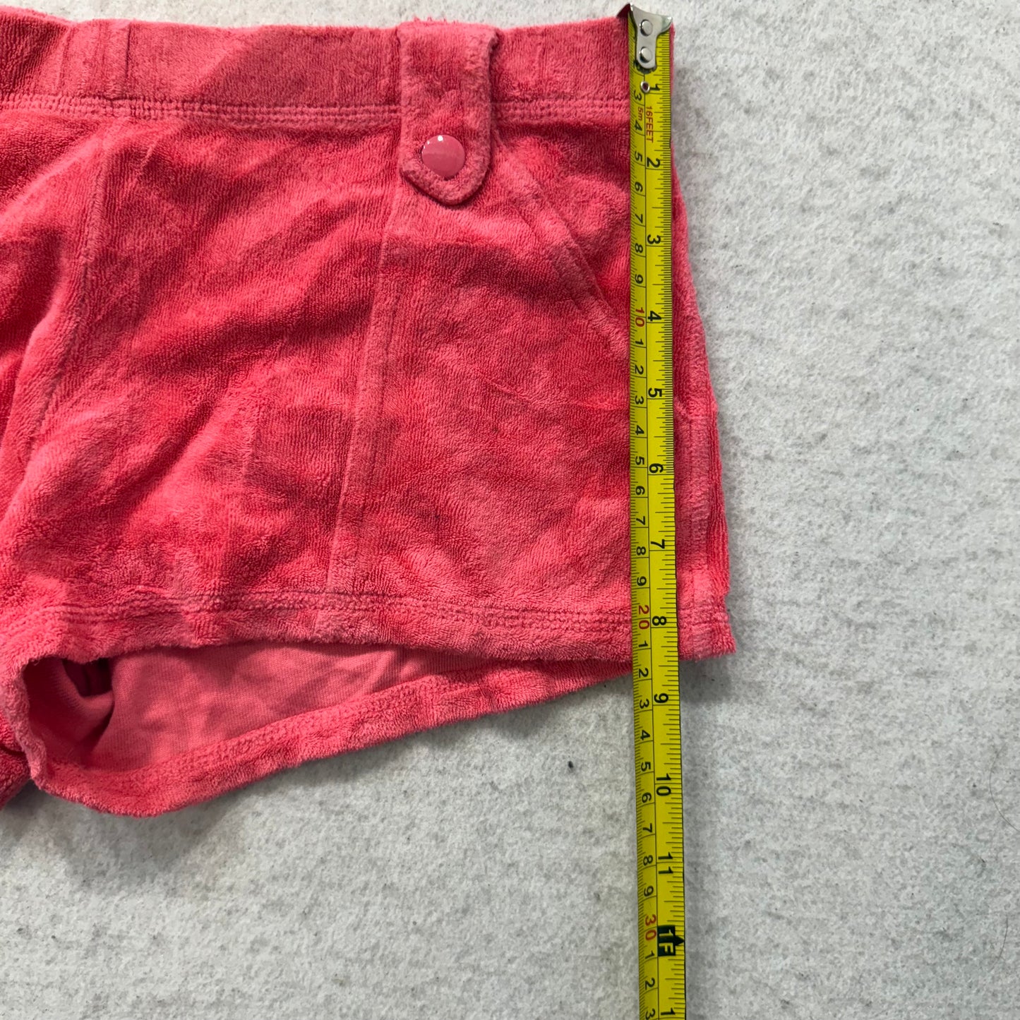 2003 Vintage Juicy Couture Kid's Red Terry Cloth Lounge Shorts Pockets Size 12