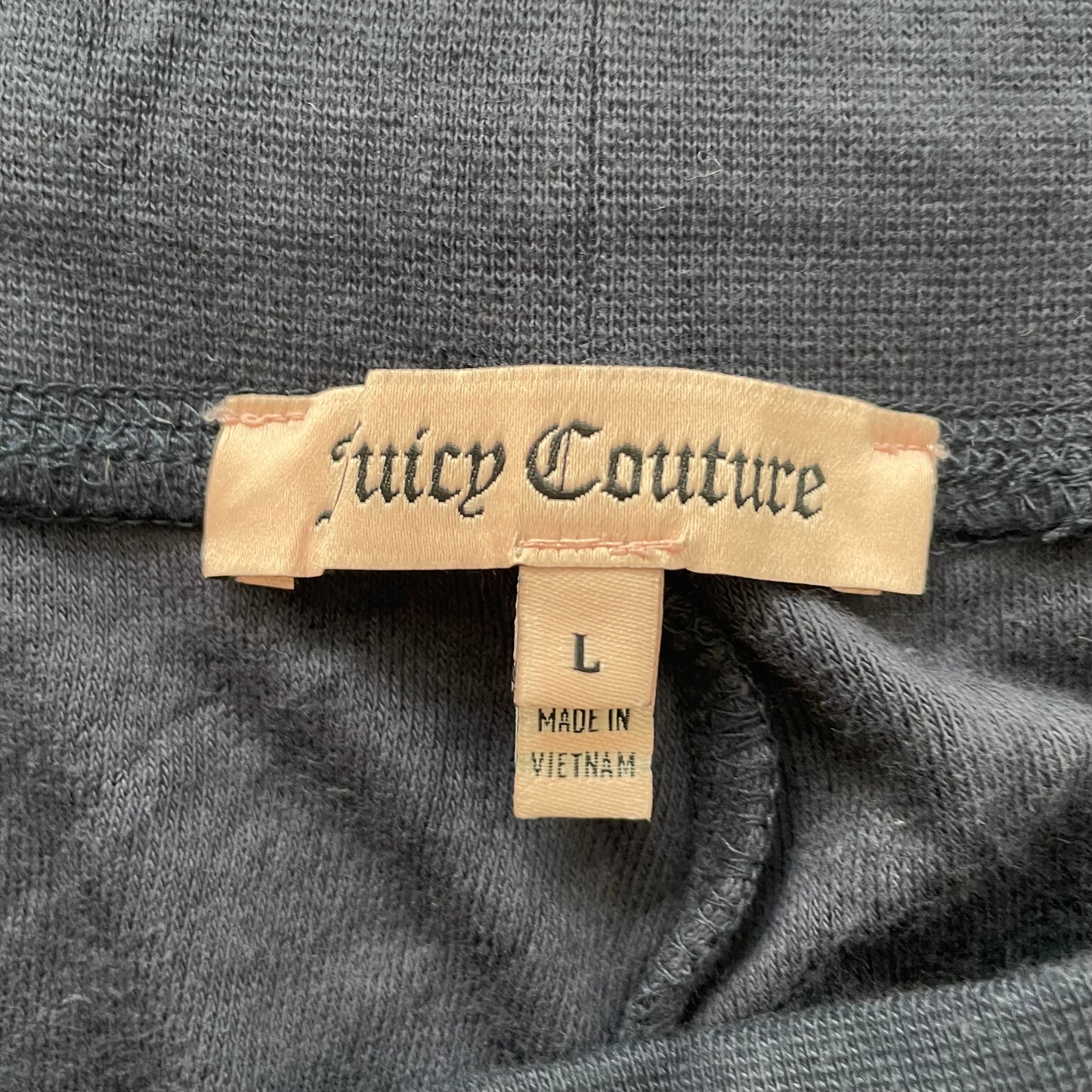 Juicy Couture Women's Navy Blue Terry Cloth Flared Track Pant Drawstring Size L