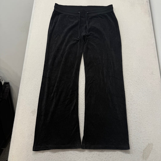Vintage Juicy Couture Women Black Velour Flared Leg Track Pant Loungewear Size L