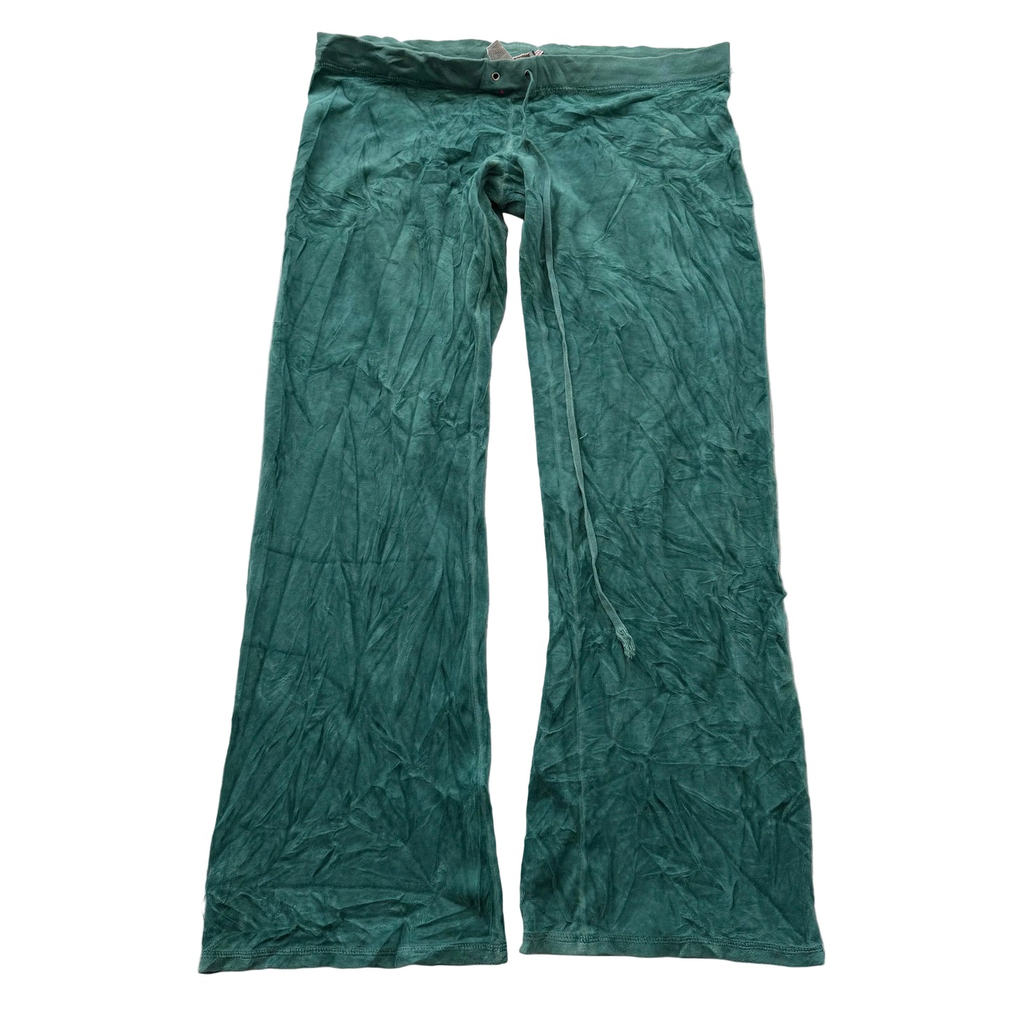 Vintage Juicy Couture Women's Emerald Velour Flared Wide Leg Track Pants Size L