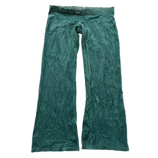 Vintage Juicy Couture Women's Emerald Velour Flared Wide Leg Track Pants Size L