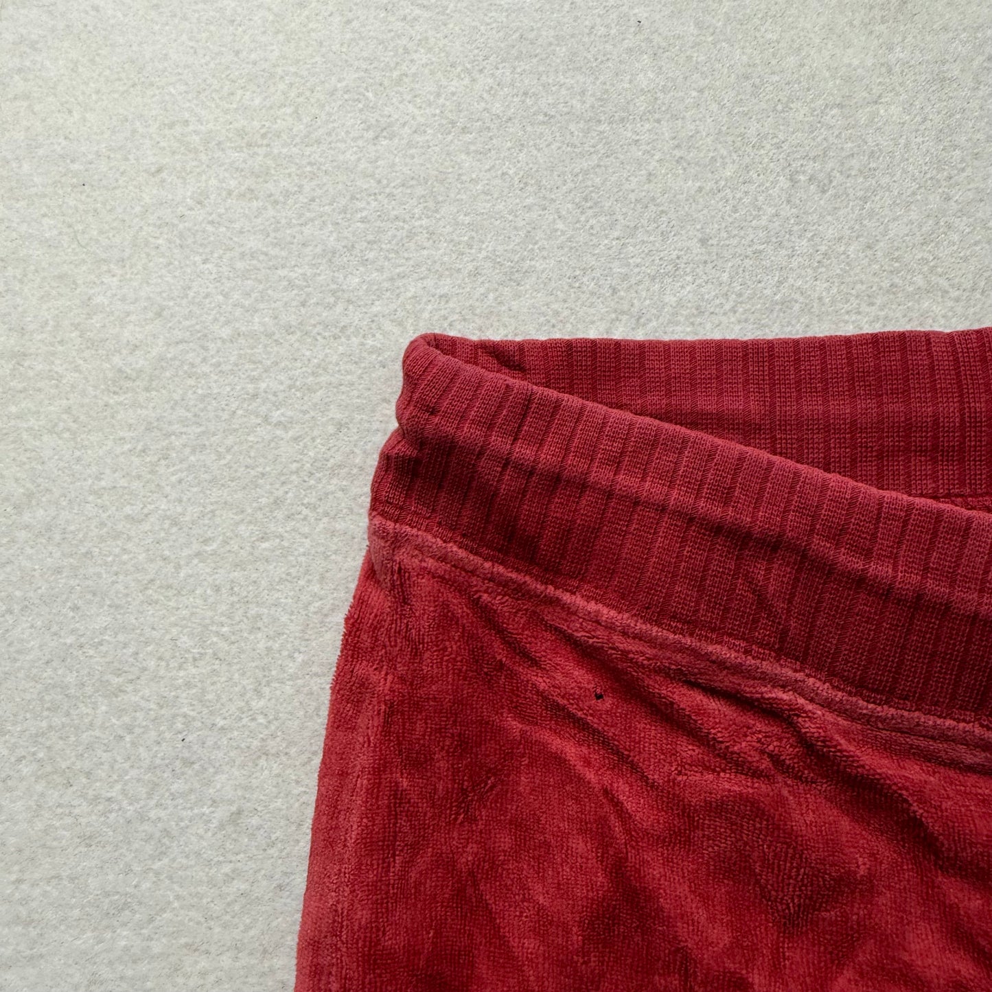 Vintage Juicy Couture Womens Brick Red Velour Flare Track Pant Loungewear Size S