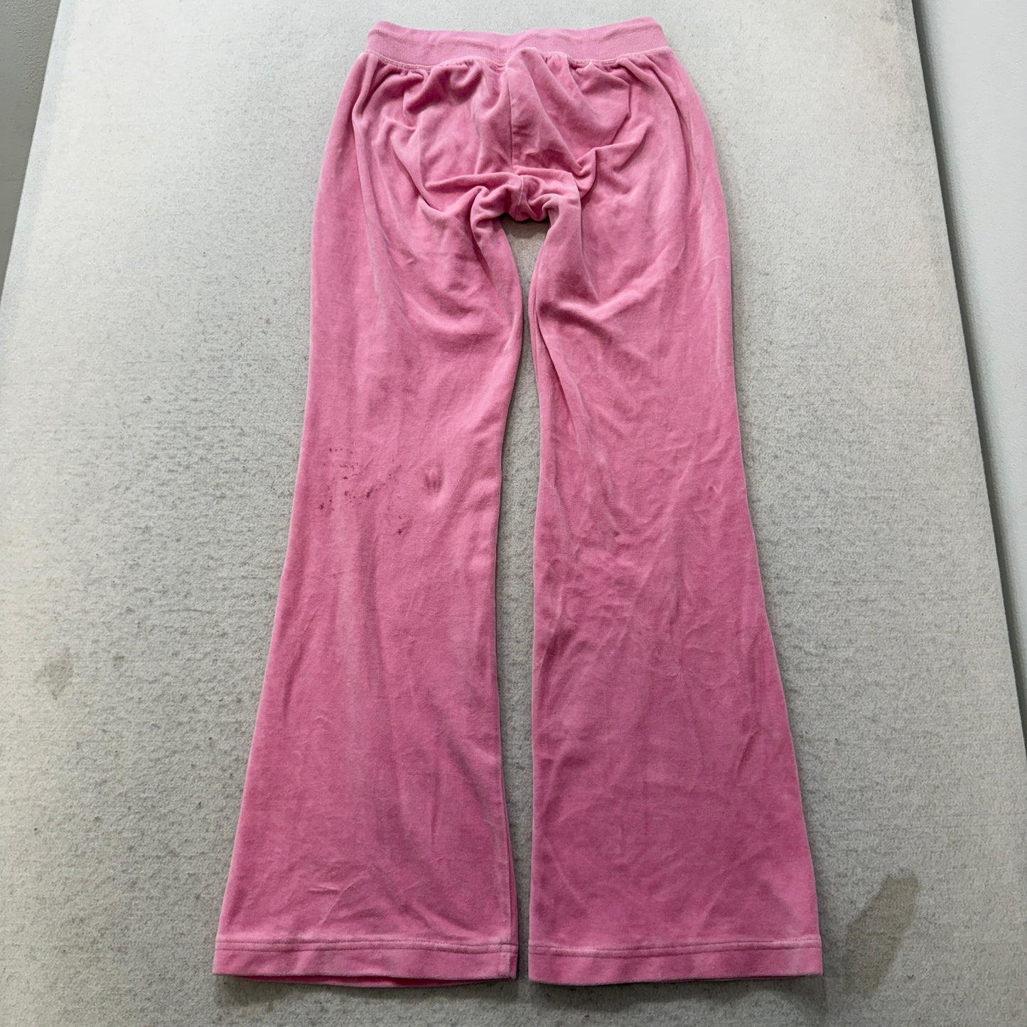 Vintage Juicy Couture Women's Pink Velour Flared Track Pants Loungewear Size S