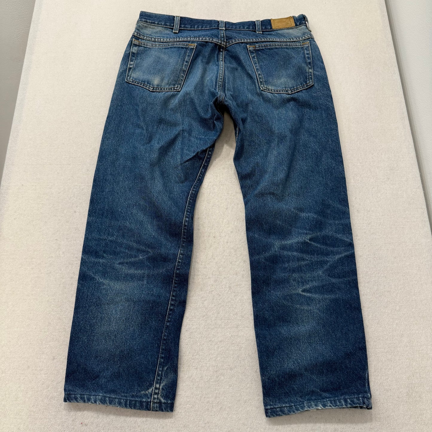 L.L.Bean Mens Medium Blue Whiskering Denim Straight Leg Jeans Streetwear Size 35