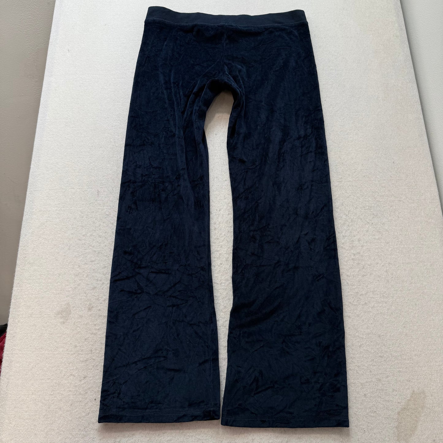 Juicy Couture Women's Navy Velour Flared Track Pant Loungewear Drawstring Size L