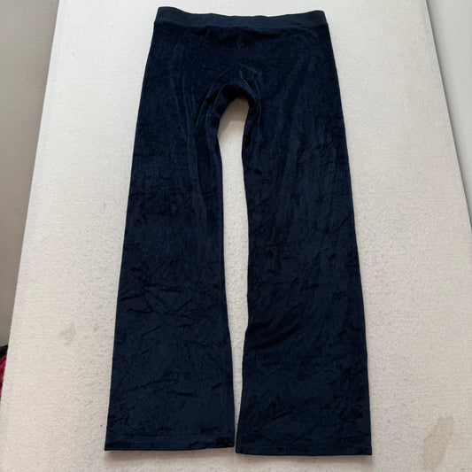 Juicy Couture Women's Navy Velour Flared Track Pant Loungewear Drawstring Size L