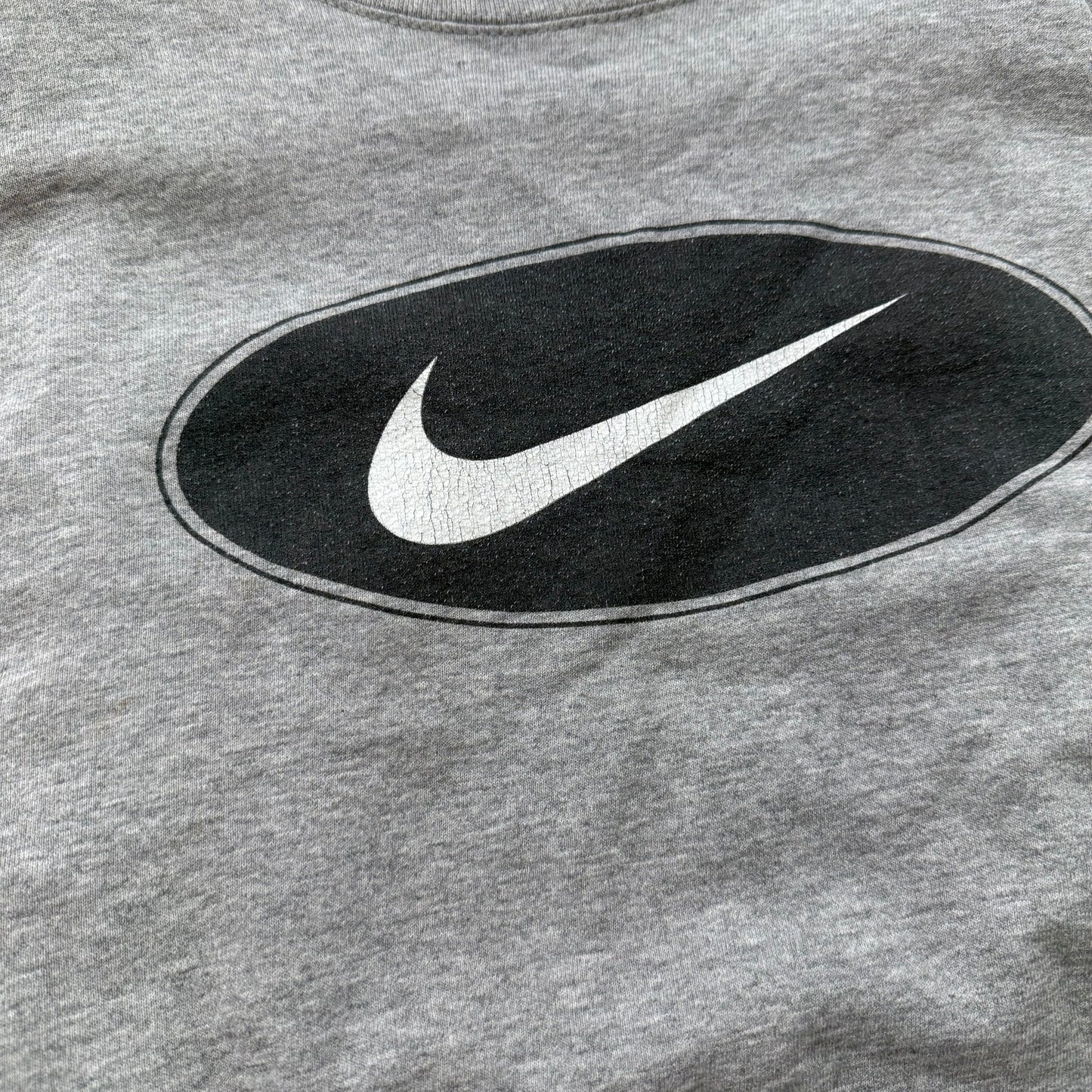 Nike Men's Heather Gray Cotton Boxy Fit Sweatshirt Crewneck Swoosh Logo Size L