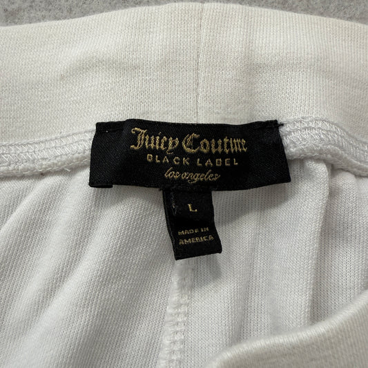 Juicy Couture Black Label Women's White Velour Jogger Sweatpants Classic Size L