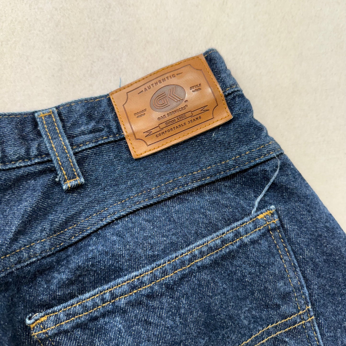 G&K Services Men Dark Blue Denim Straight Leg Industrial Workwear Jeans Waist 38