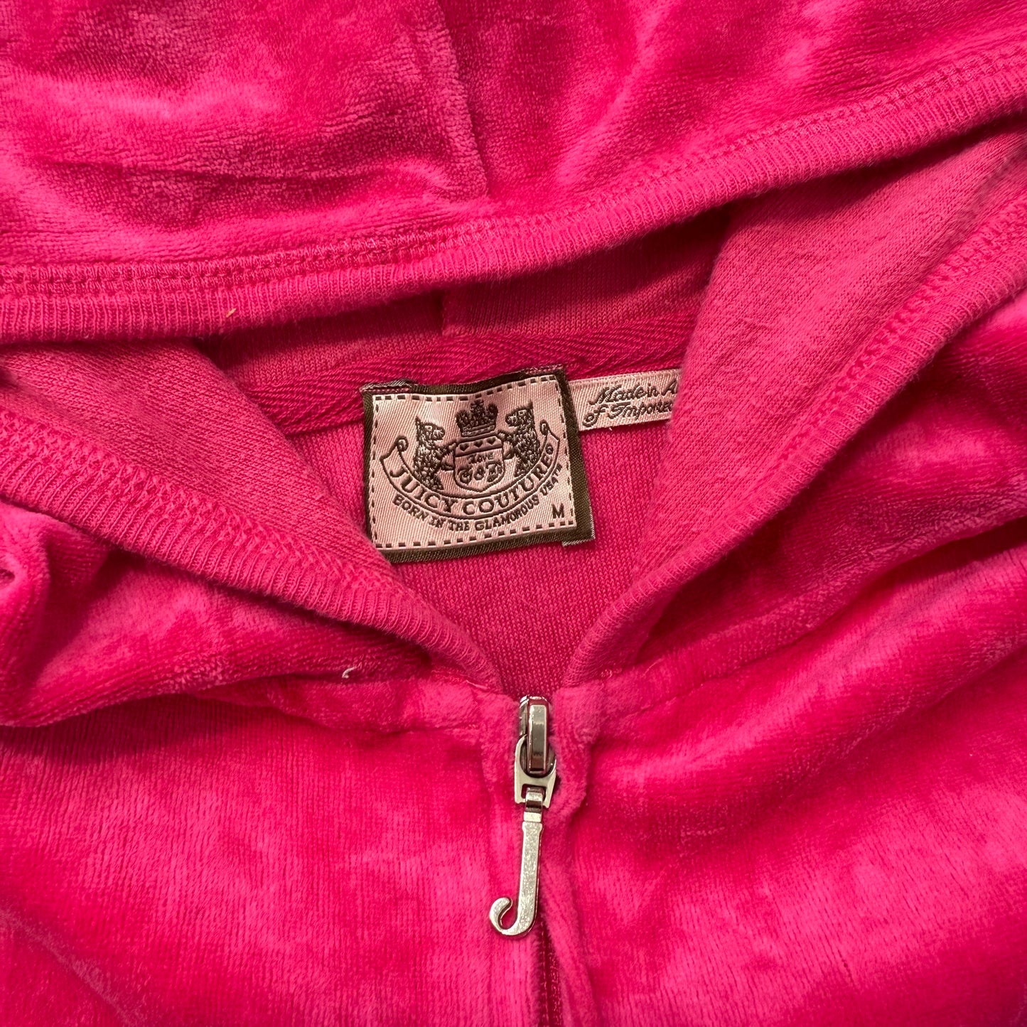 Juicy Couture Women's Hot Pink Velour Zip Up Hoodie Loungewear Preppy Y2k Size M
