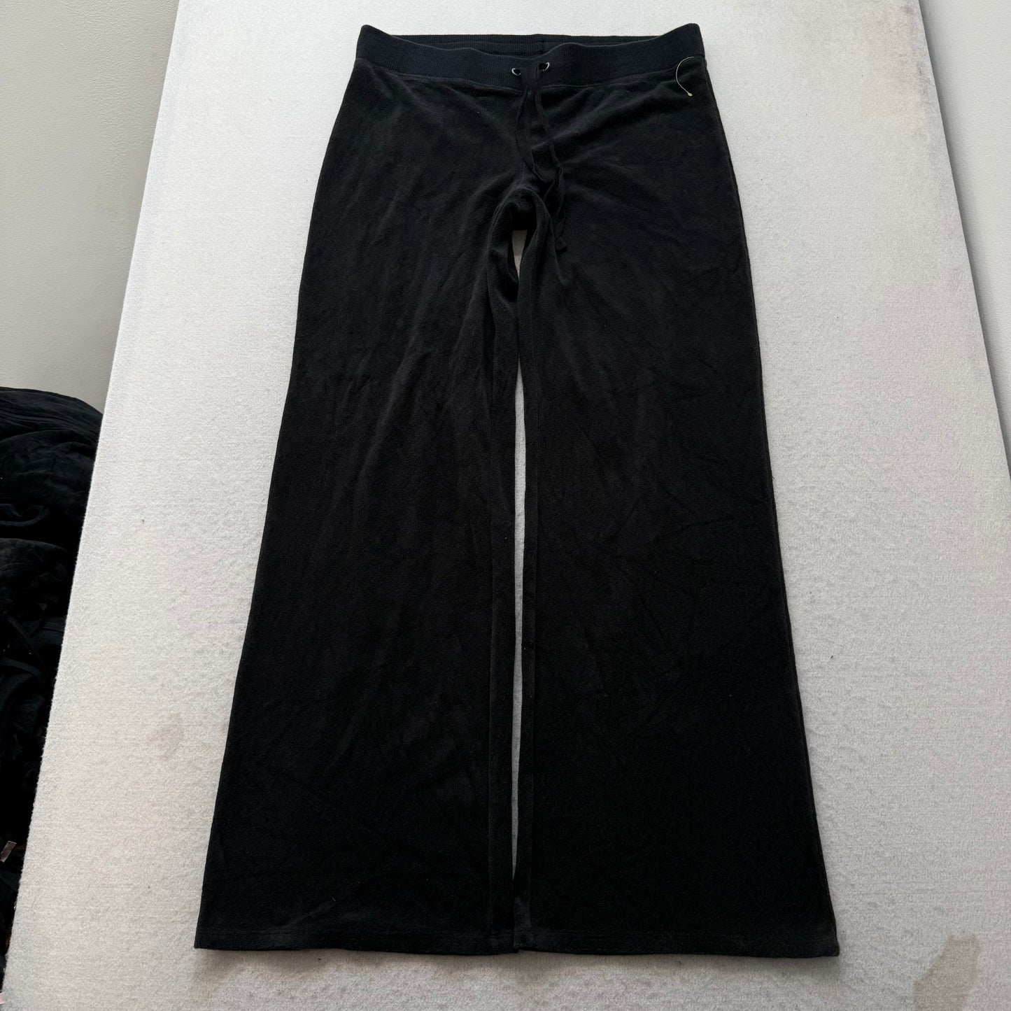 Juicy Couture Women's Black Terrycloth Flared Track Pant Back Pockets Y2k Size M