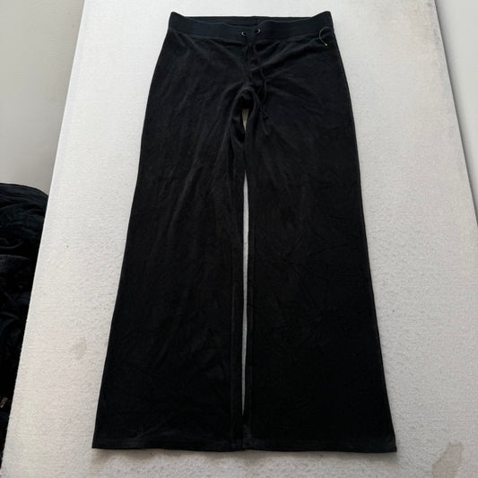 Juicy Couture Women's Black Terrycloth Flared Track Pant Back Pockets Y2k Size M