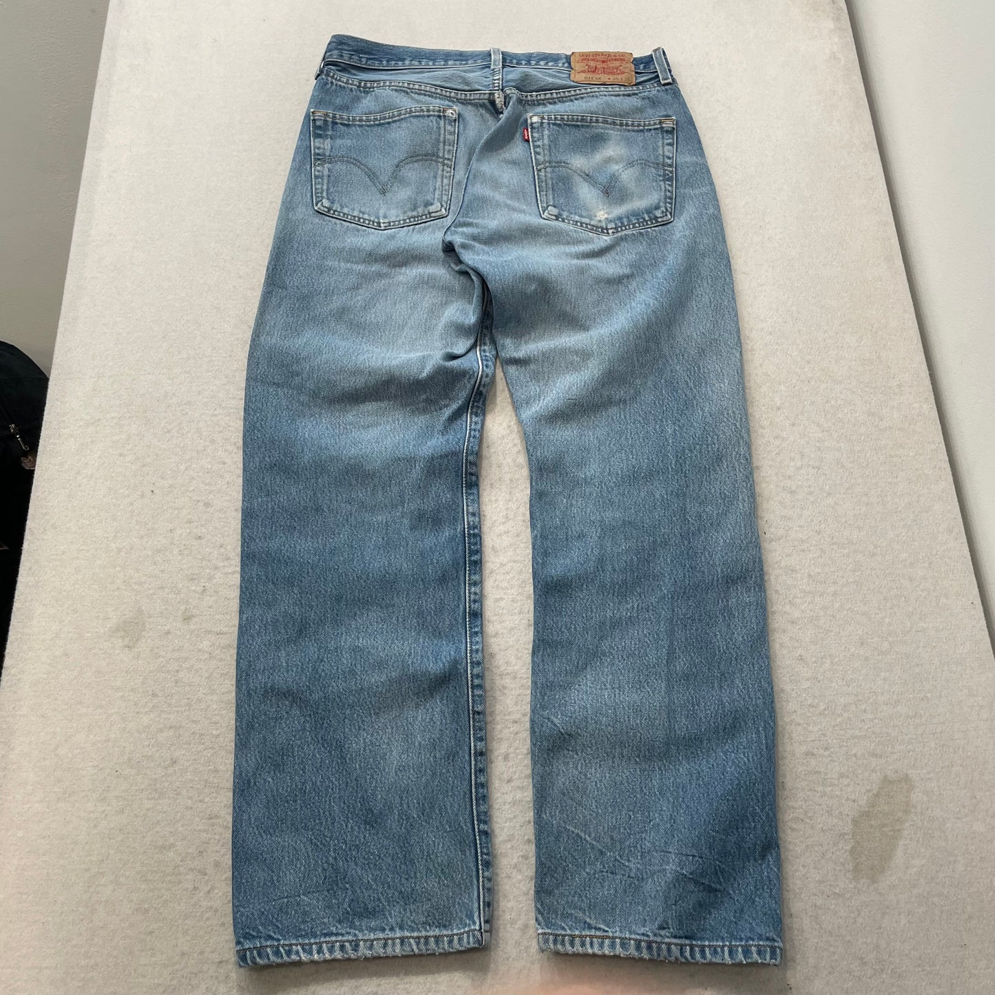 Levi's 501XX Men's Light Blue Straight Leg Denim Jeans Faded Button Fly Size 35x36