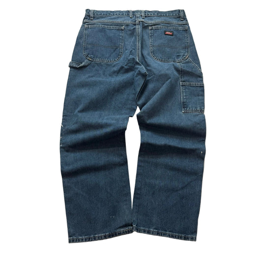 Dickies Men's Blue Denim Carpenter Jeans Pockets Workwear Relaxed Fit Size 36x30
