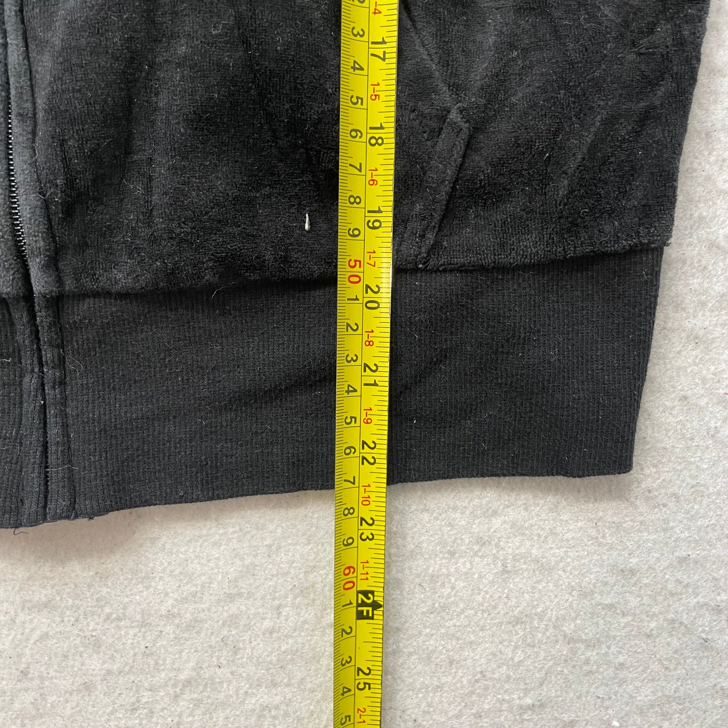 Juicy Couture Women's Black Velour Zip-Up Hoodie Drawstring Pockets Y2k Size XL