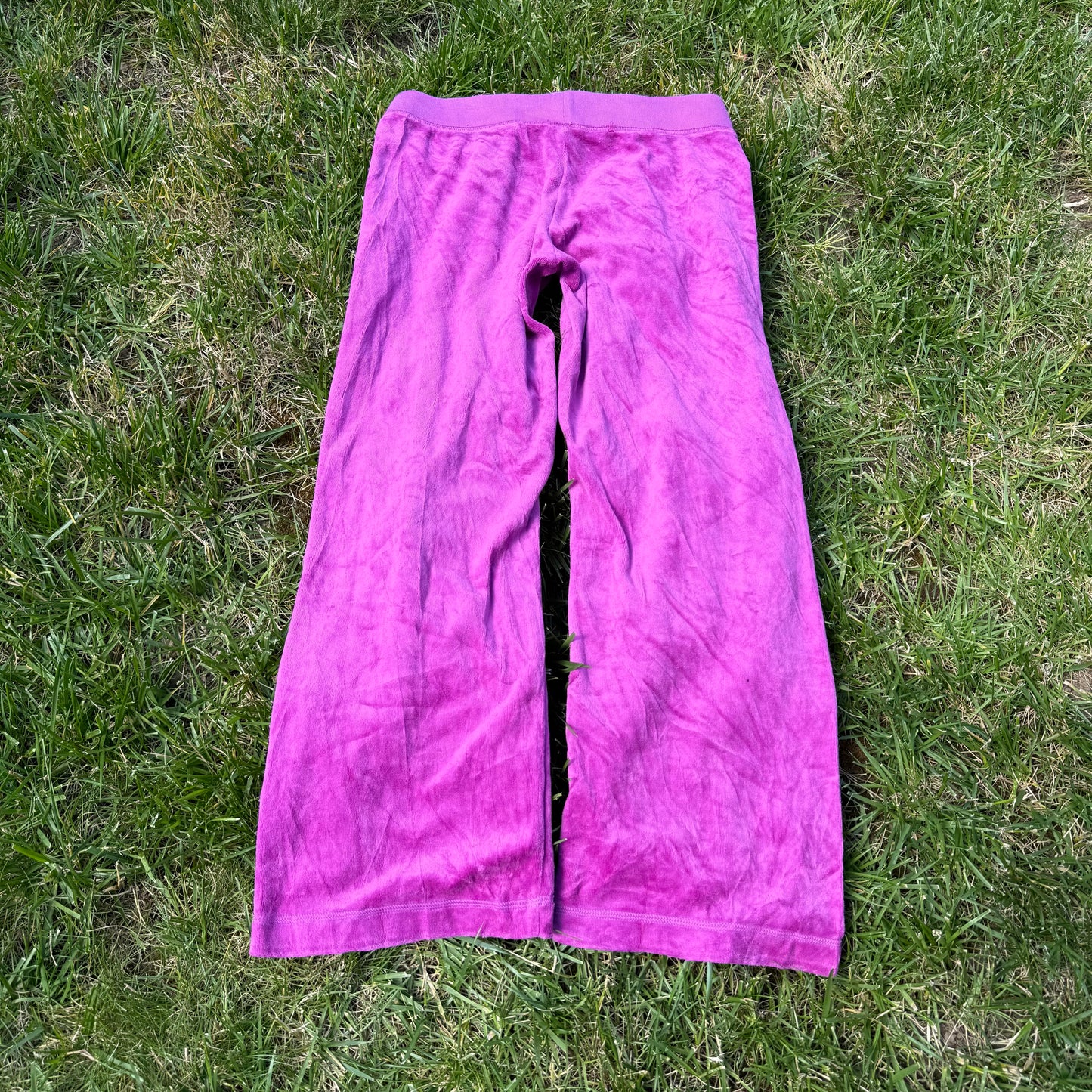 Juicy Couture Womens Magenta Velour Flared Track Pant Rhinestones Design Size XS