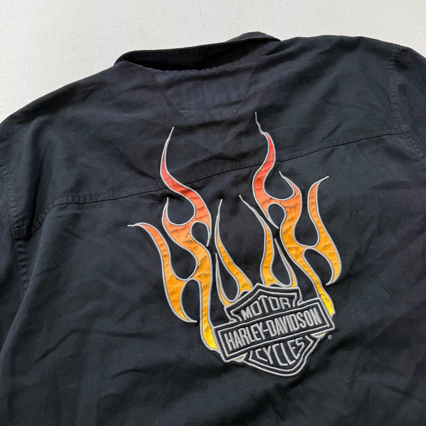 Harley-Davidson Men's Black Cotton Button Up Shirt Short Sleeves Logo Size XL
