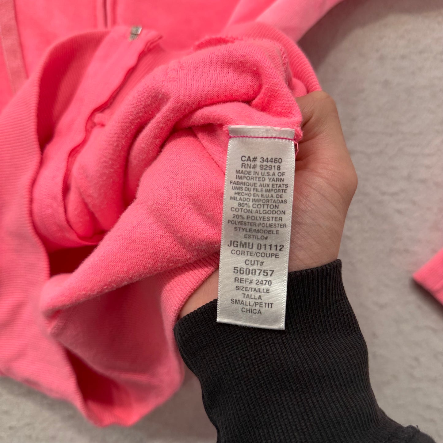 Vintage Juicy Couture Womens Vibrant Pink Velour Zip-Up Hoodie Drawstring Size S
