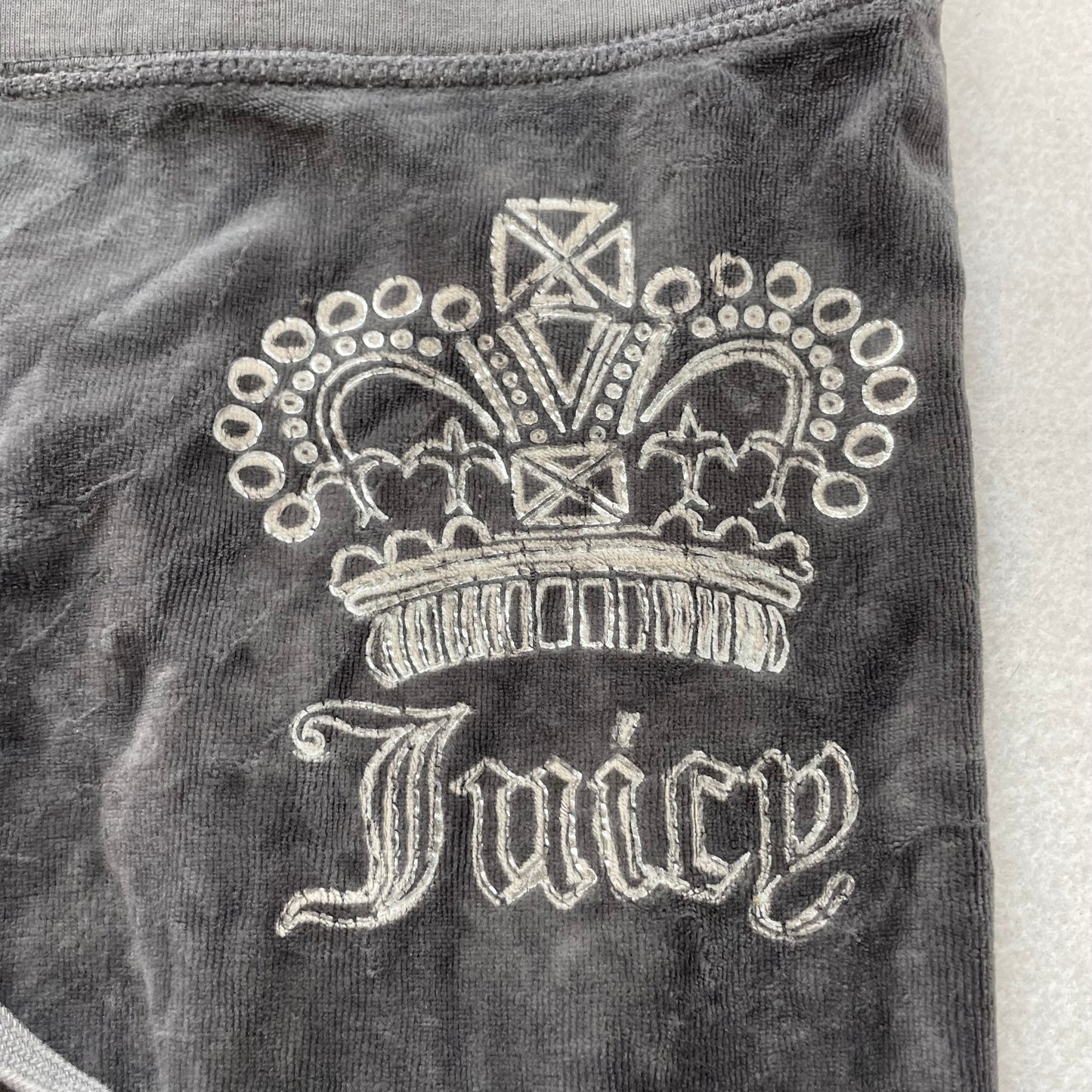 Juicy Couture Womens Charcoal Gray Velour Wide Leg Track Pant Drawstring Size 1X