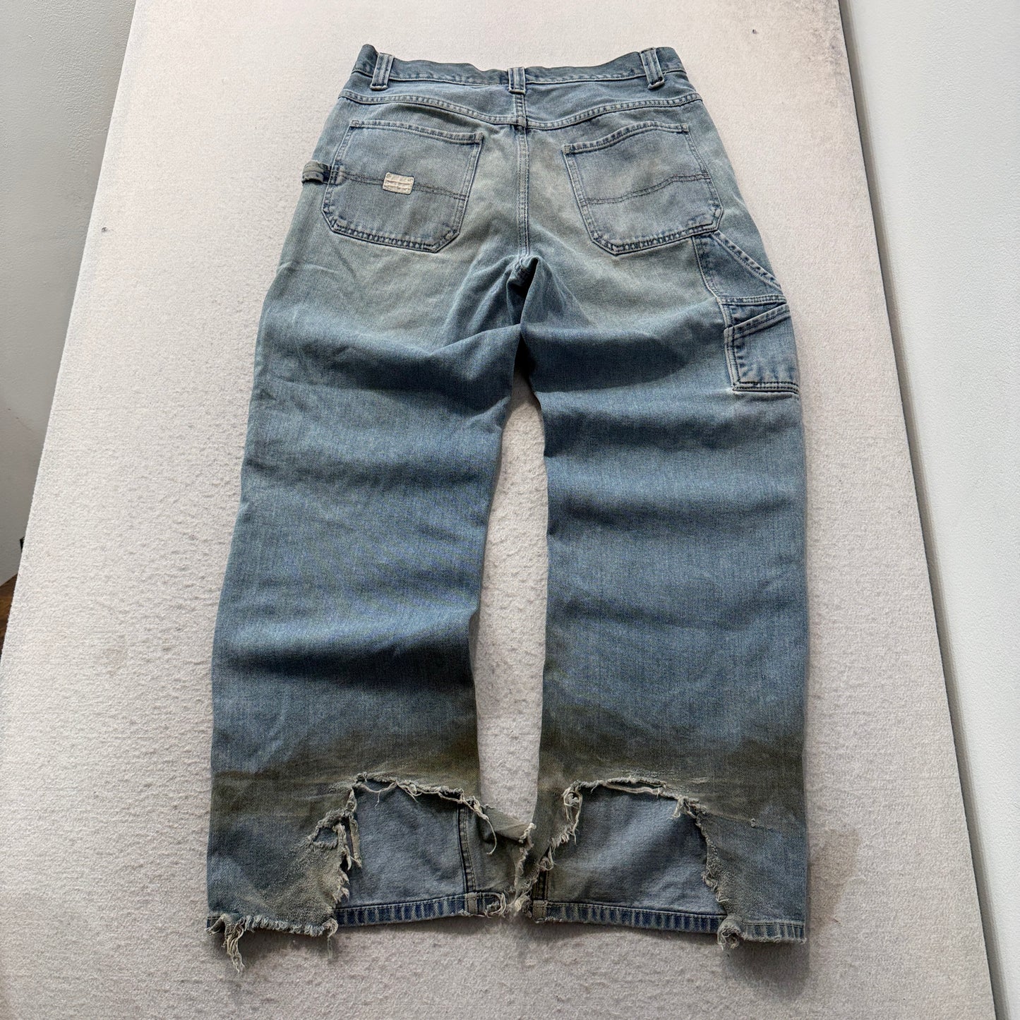 Old Navy Brand Men's Blue Denim Carpenter Jeans Pockets Distressed Size W33