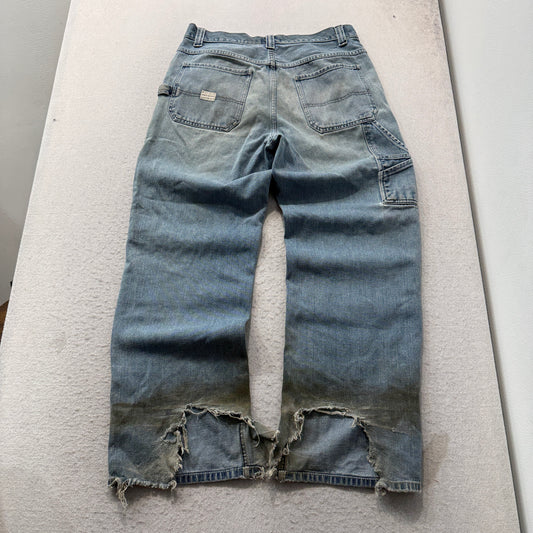 Old Navy Brand Men's Blue Denim Carpenter Jeans Pockets Distressed Size W33