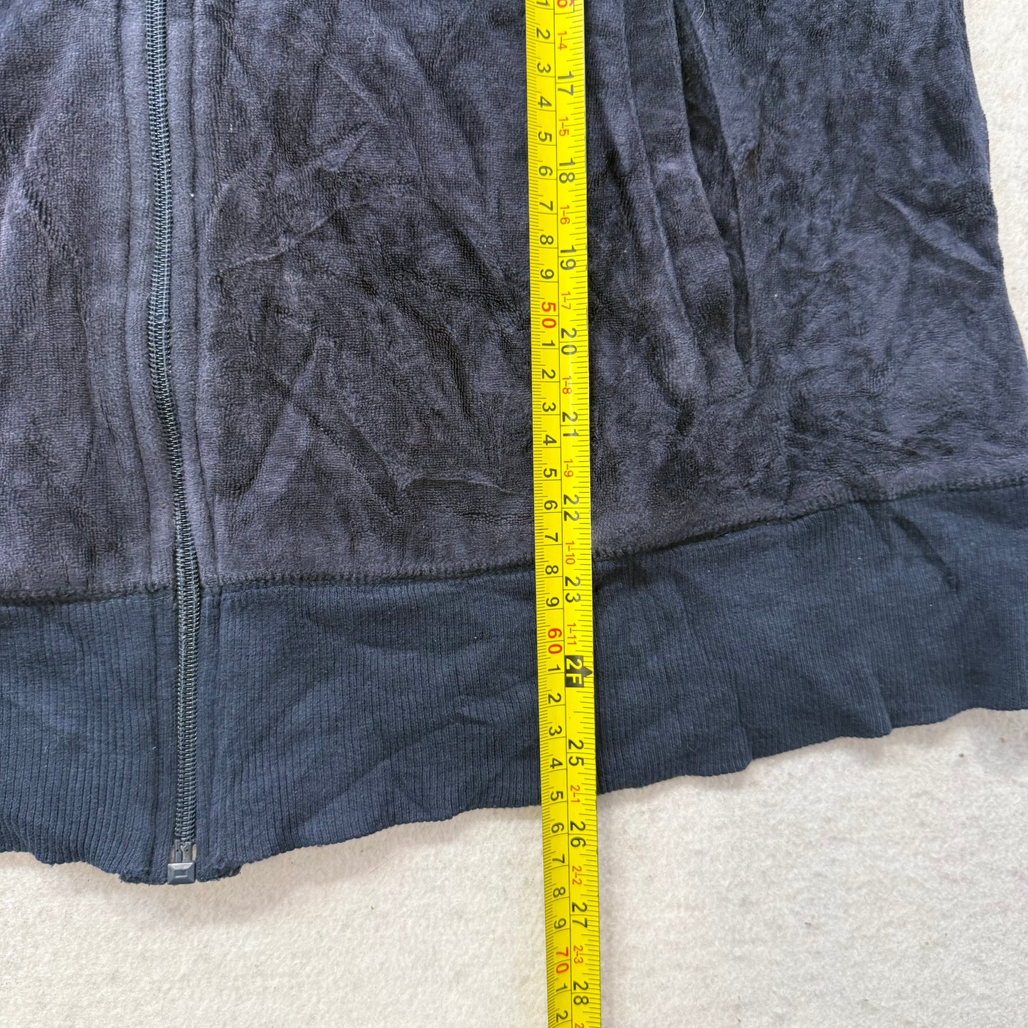 Vintage Juicy Couture Women's Navy Blue Velour Full Zip Track Jacket Y2K Size L