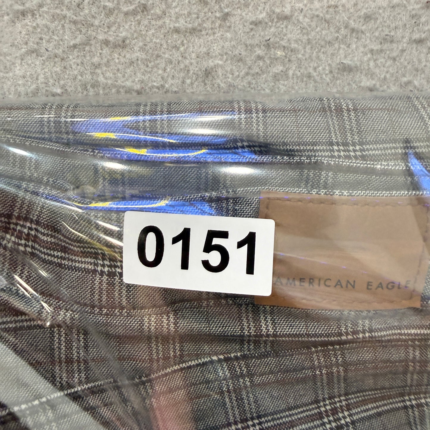 American Eagle Men's Grey Plaid Straight Leg Pants Pockets Classic Y2K Size W32