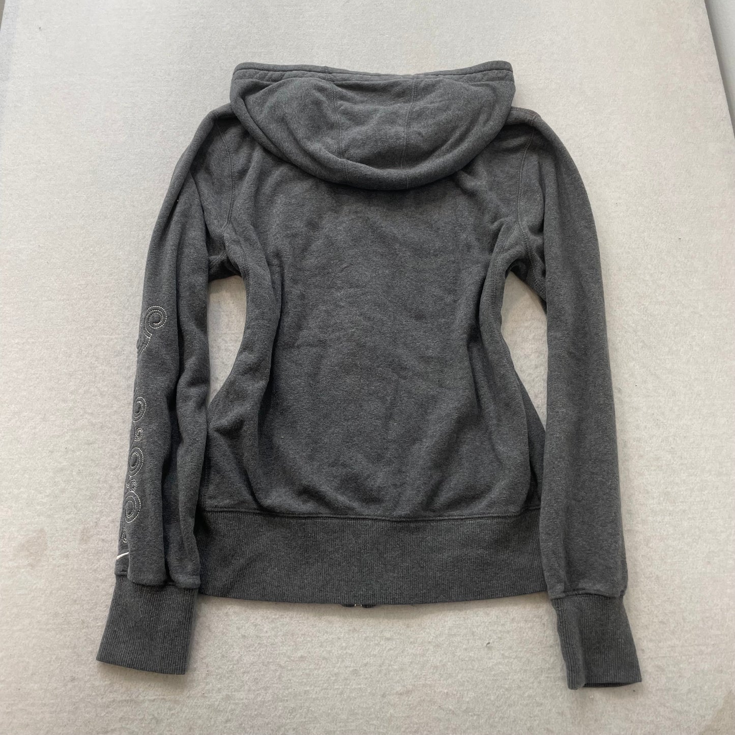 Nike Women's Charcoal Gray Fleece Full Zip Hoodie Embroidered Script Logo Size L