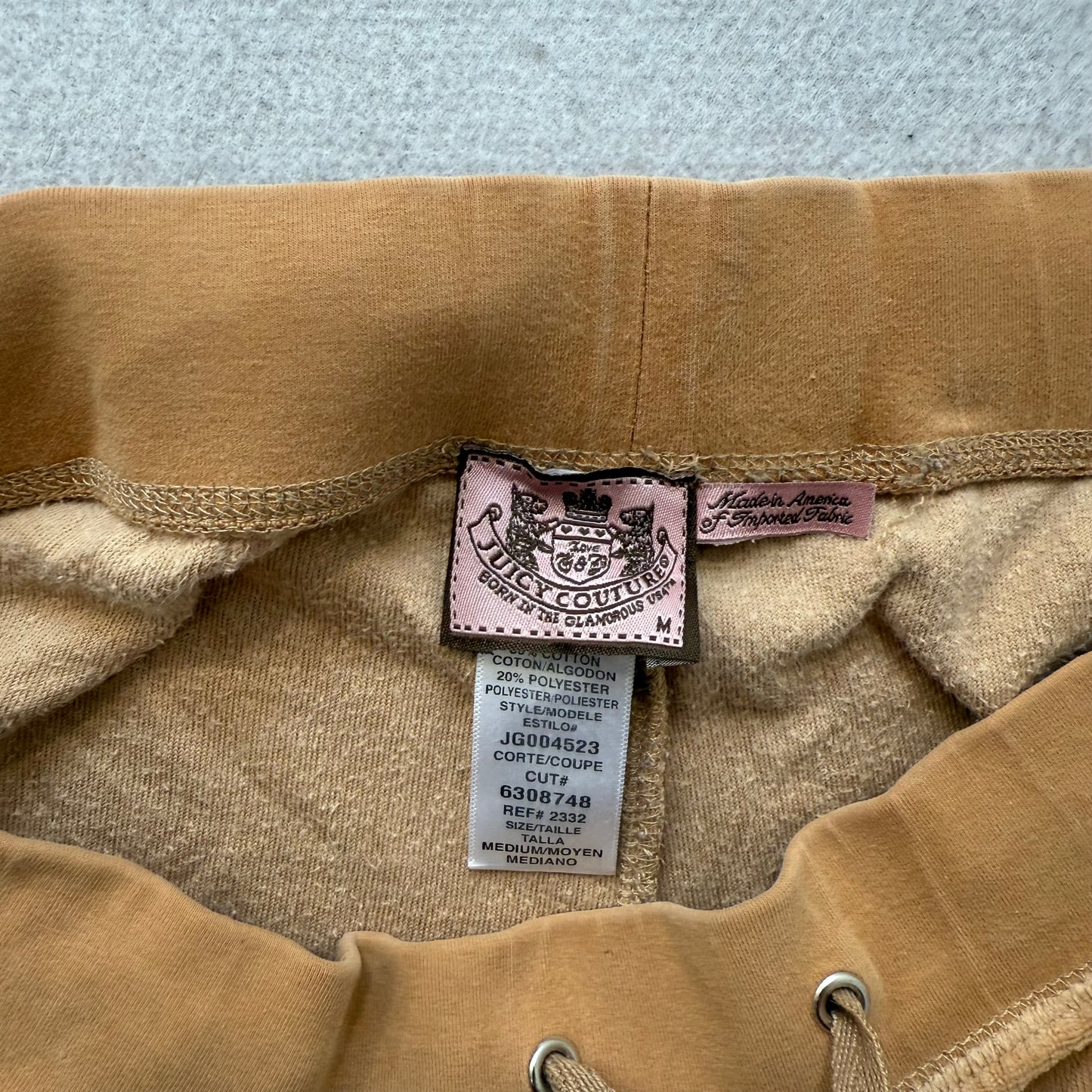 Juicy Couture Women Camel Velour Flared Track Pants Loungewear Drawstring Size M