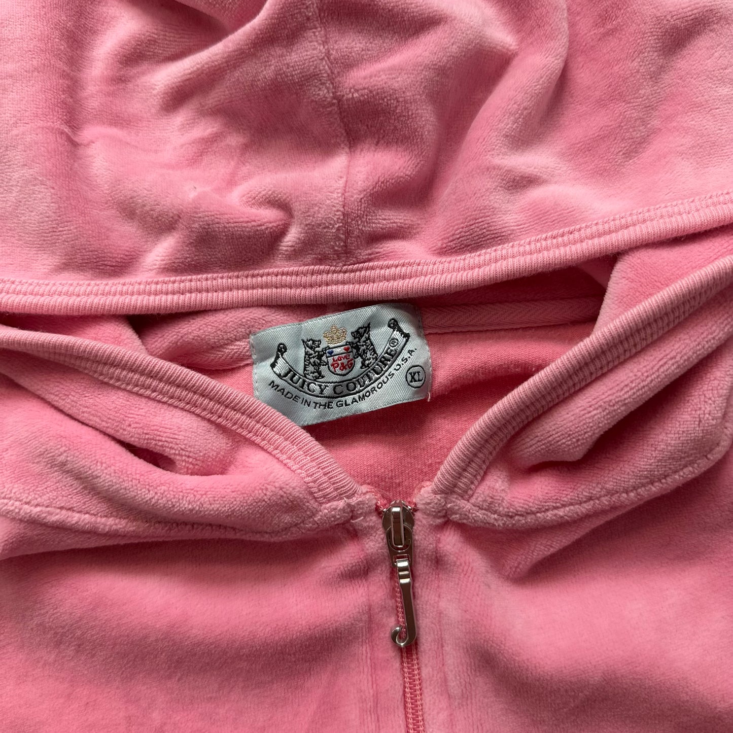 2003 Vintage Juicy Couture Women's Dusty Pink Velour Zip-Up Hoodie Y2K Size XL