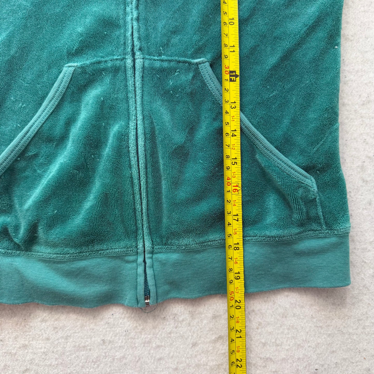 Juicy Couture Women's Blue-Green Terry cloth Tracksuit Set Hoodie & Pant Size 12