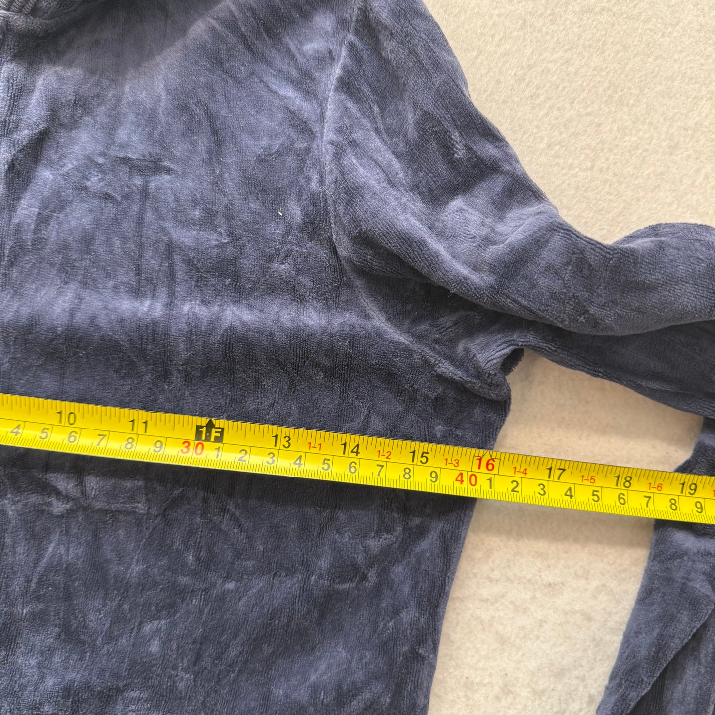 Juicy Couture Women's Navy Blue Velour Zip-Up Hoodie Loungewear Pockets Size M