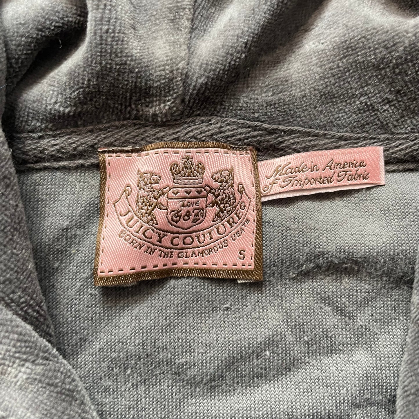 Vintage Juicy Couture Women's Charcoal Gray Velour Zip-Up Hoodie Streetwear - S
