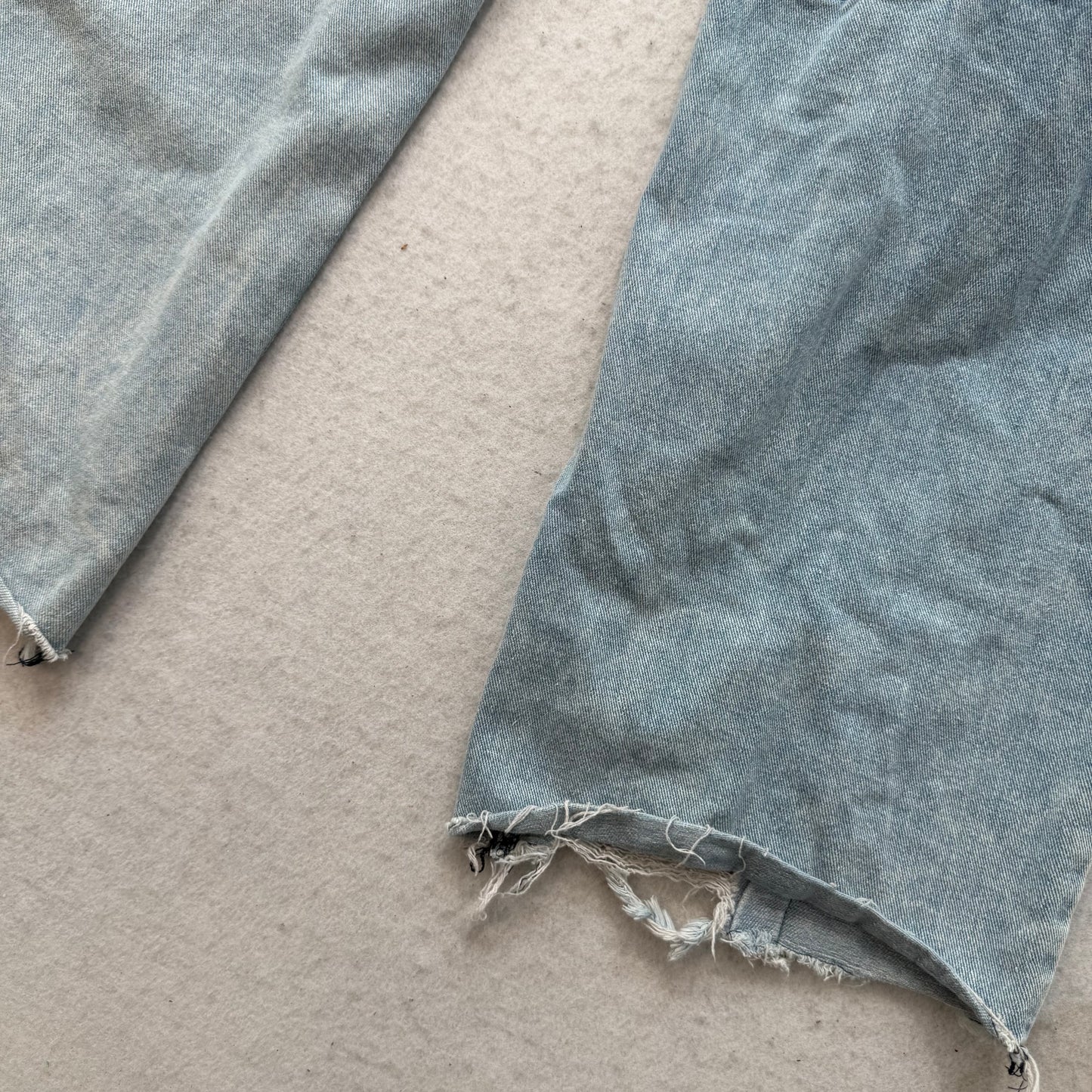 Women's Blue Light Wash Wide Leg Baggy Denim Pants Distressed High Rise Size 28