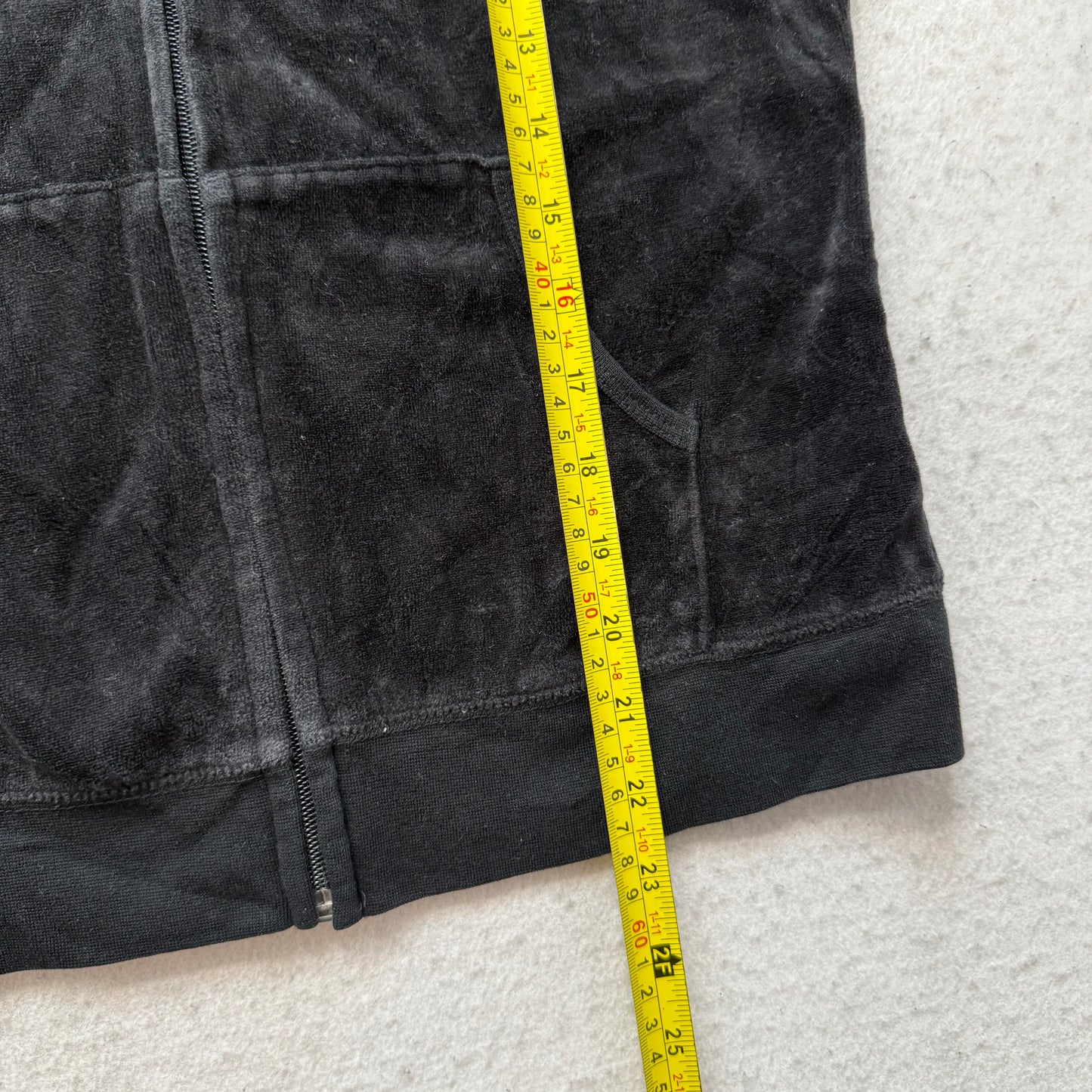 Vintage Juicy Couture Black Velour Tracksuit Set Zip-Up Hoodie & Pant Y2k Size L