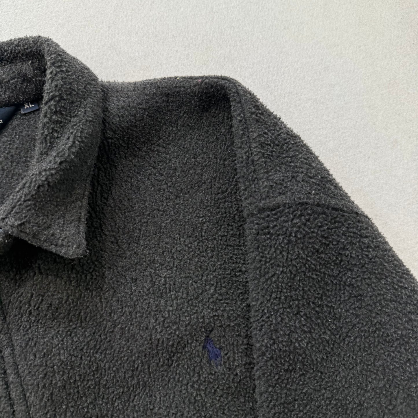 Polo Ralph Lauren Men's Dark Charcoal Full Zip Sherpa Fleece Jacket Boxy Size XL