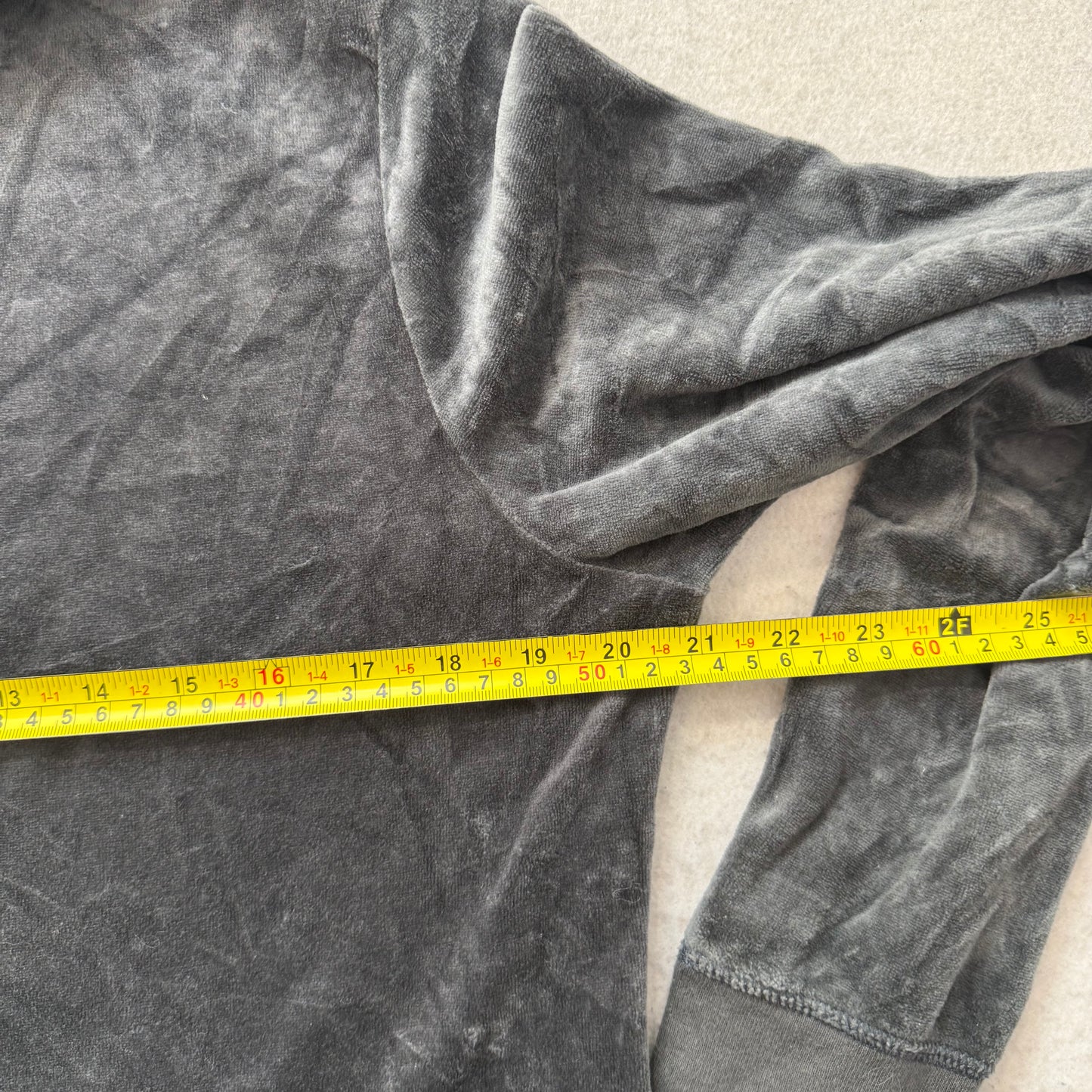 Vtg Juicy Couture Women's Dark Gray Velour Tracksuit Set Hoodie & Pants Size L/S