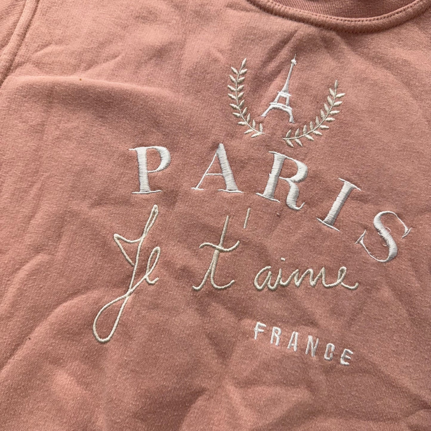 Paris Tour D'Or Womens Dusty Pink Fleece Sweatshirt Embroidered Crewneck Size XS