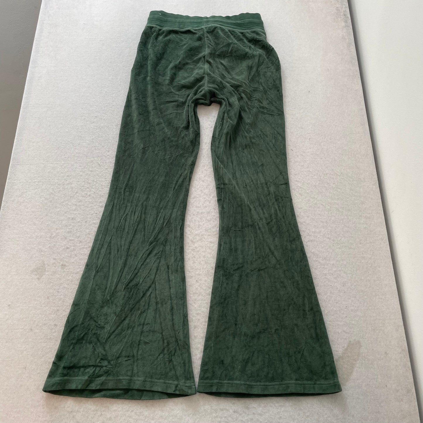 Juicy Couture Women's Dark Green Velour Flared Leg Track Pants Drawstring Size S