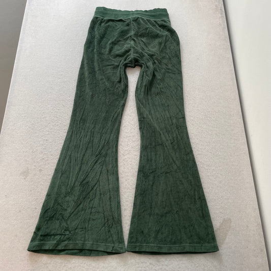 Juicy Couture Women's Dark Green Velour Flared Leg Track Pants Drawstring Size S