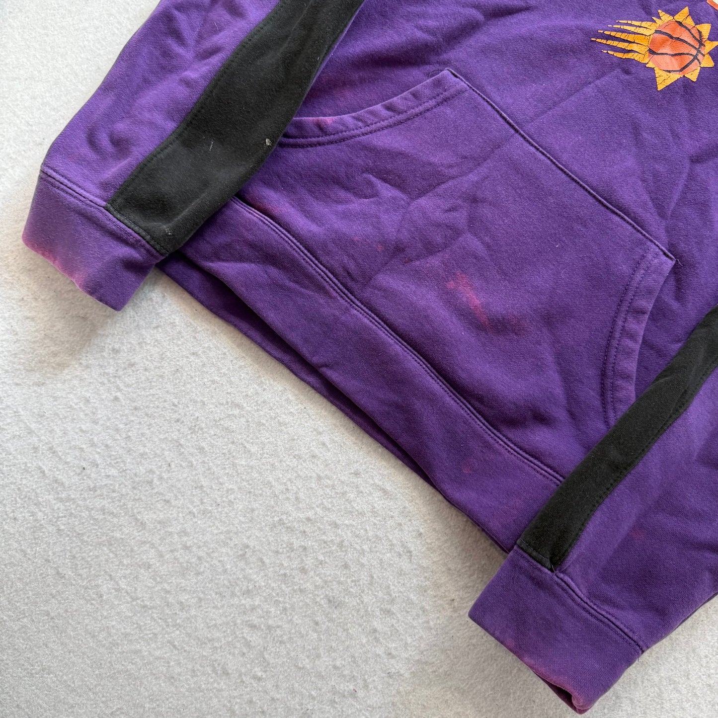 Fanatics NBA Phoenix Suns Mens Purple Pullover Hoodie Black Sleeve Panels Size L