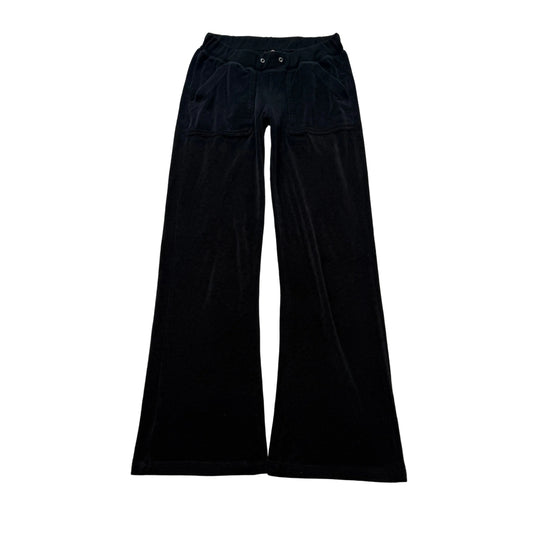 Juicy Couture Women Black Velour Flared Track Pants Drawstring Loungewear Size M