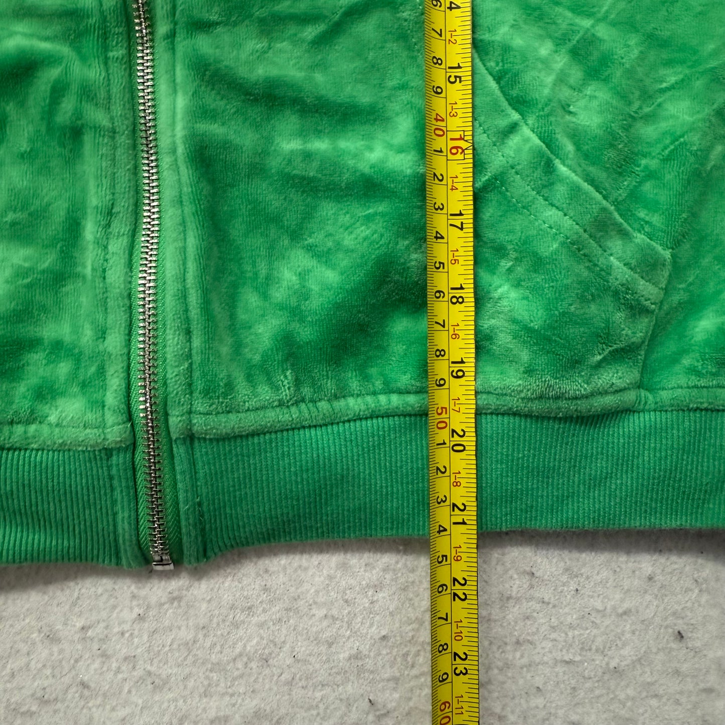 Juicy Couture Forever 21 Women's Green Velour Full Zip Hoodie Rhinestone Size 2X