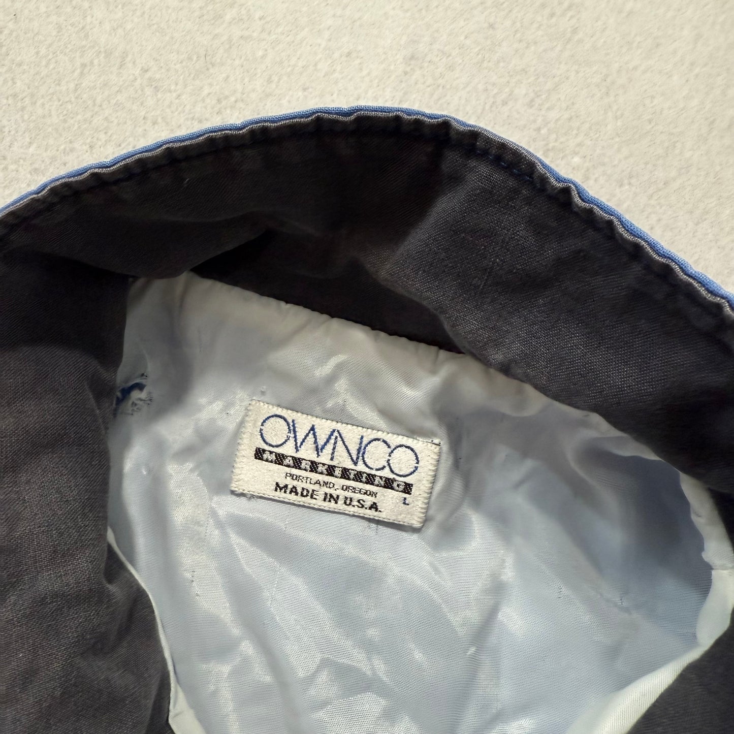 Ownco Men's Royal Blue Full Zip Bomber Jacket Embroidered Logo Workwear Size L