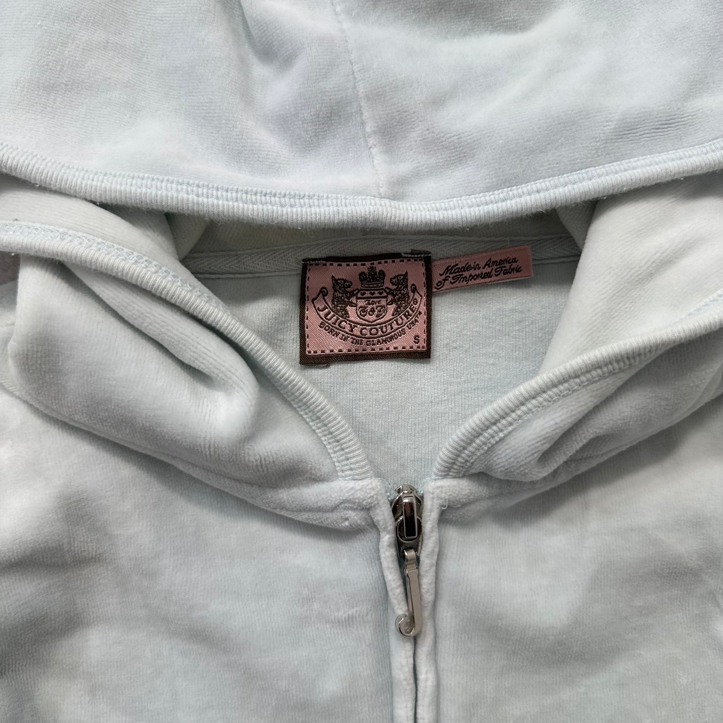 Vintage Juicy Couture Women's Light Mint Velour Zip-Up Hoodie Loungewear Size S