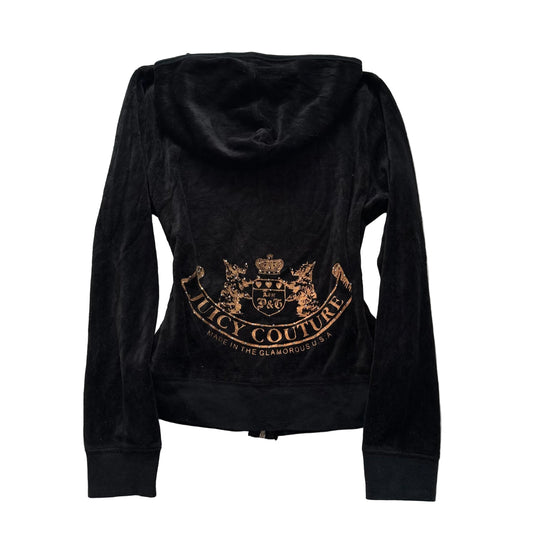 Vintage Juicy Couture Scottie Dogs Women's Black Velour Zip-Up Hoodie Y2k Size L